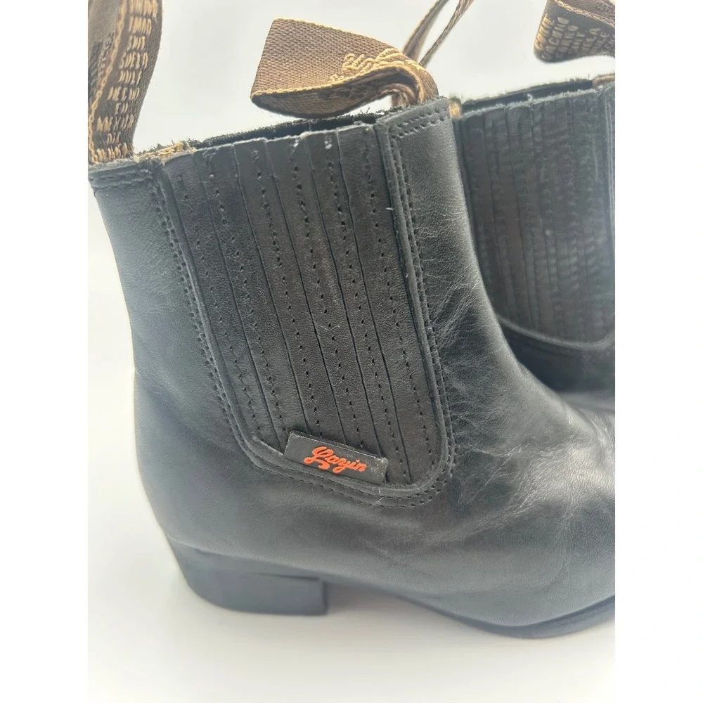 Botines Laryin‎ Kids Black Leather Western Chelsea Pull On Boots Size 12.5